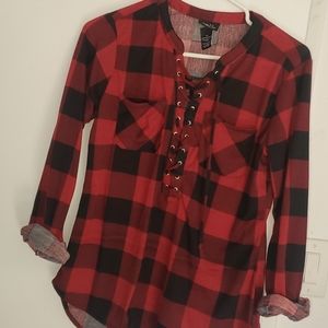 Rue 21 red plaid blouse